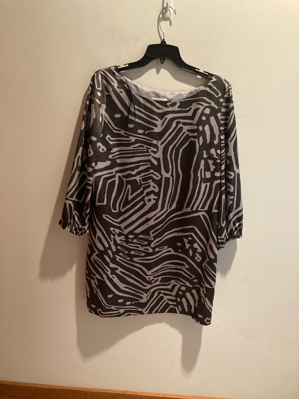 CALVIN  KLEIN Abstract Print Black & White Tunic Dress